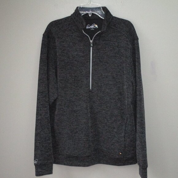Mens Arnold Palmer Quarter Zip Sweater Gray Umbrella Logo - Picture 1 of 7